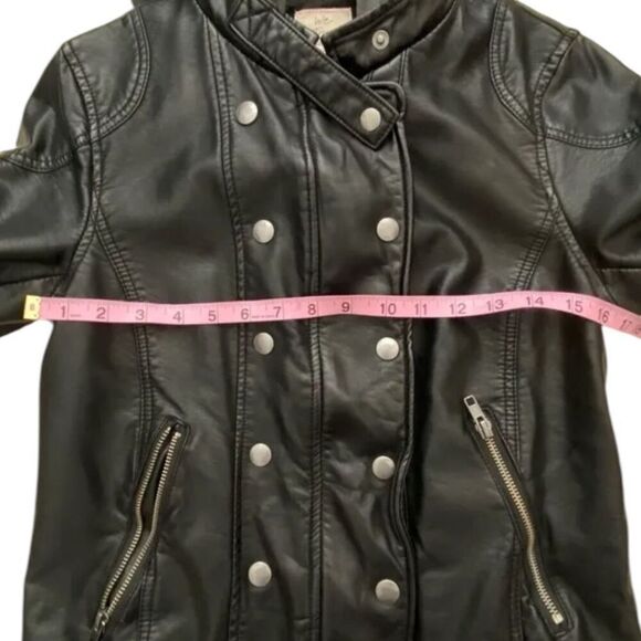 We The Free FP New Dawn Vegan Leather Black Removable Hood Motto Grunge Punk Jac - Picture 8 of 12